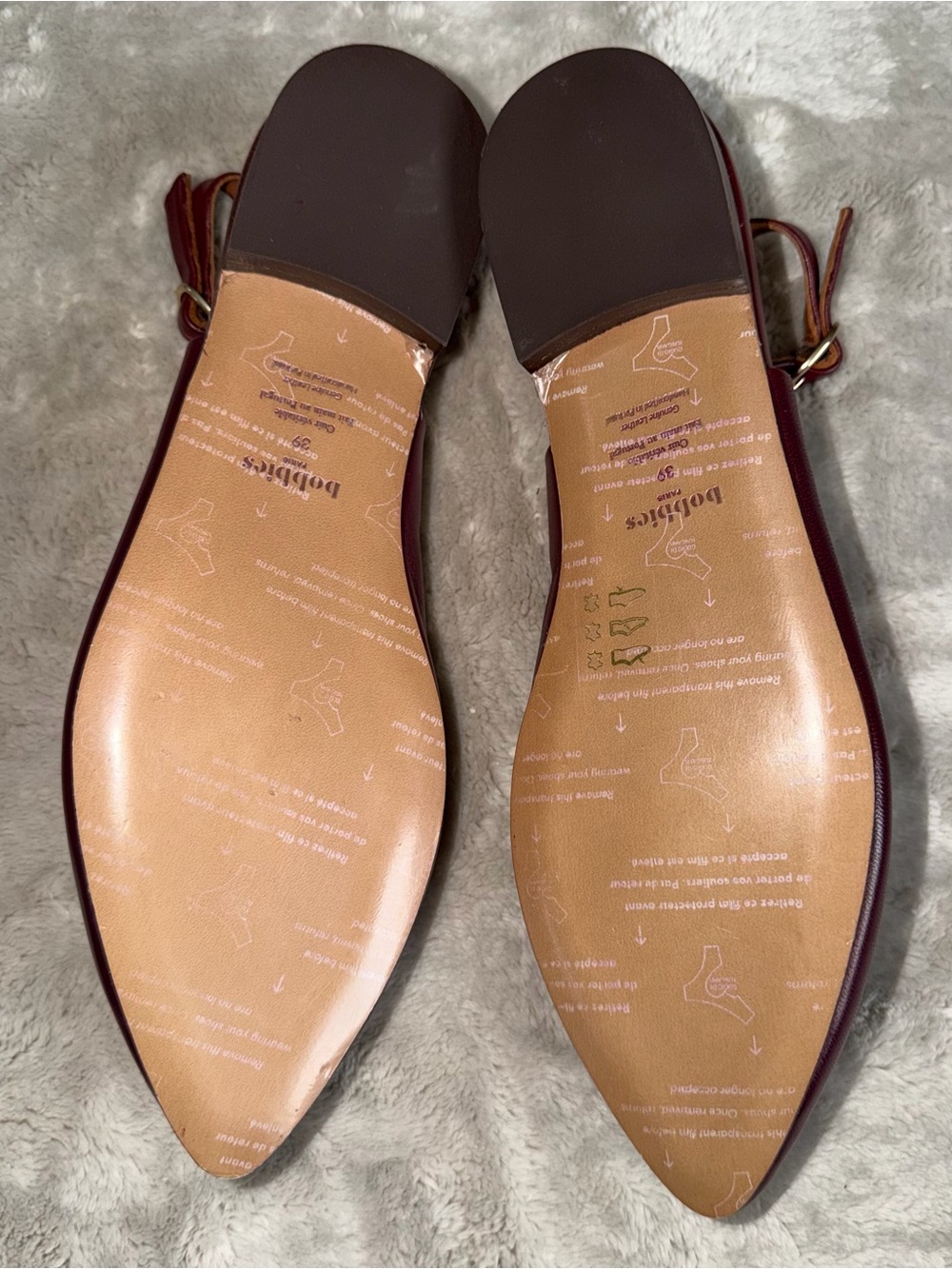 Bobbies Paris Anouk Square Toe Ballet Flats In Garnet Wimen’s Size 39 - Picture 9 of 10